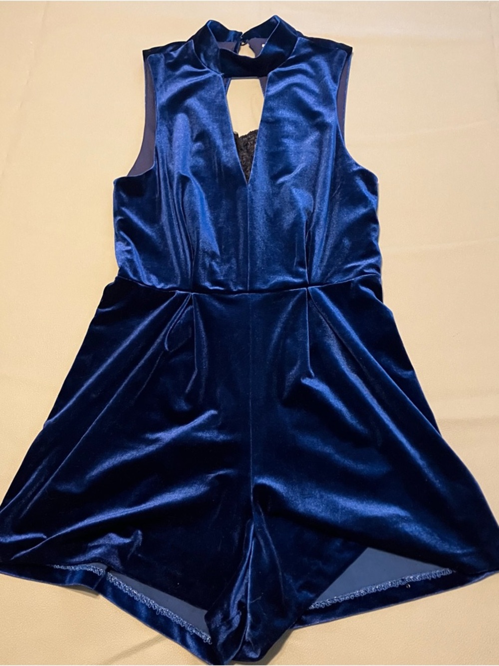 Stella Luce Deep Blue Velvet Lace Whimsigoth Romper